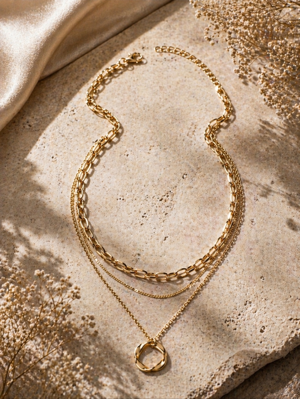Circle Pendant Multilayer Necklace